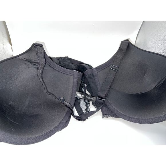 44D Torrid Bra Front Closure XO Push Up Plunge Back Smoothing Underwire Black - Picture 10 of 13